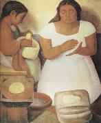 Diego Rivera Make the tortilla oil painting artist